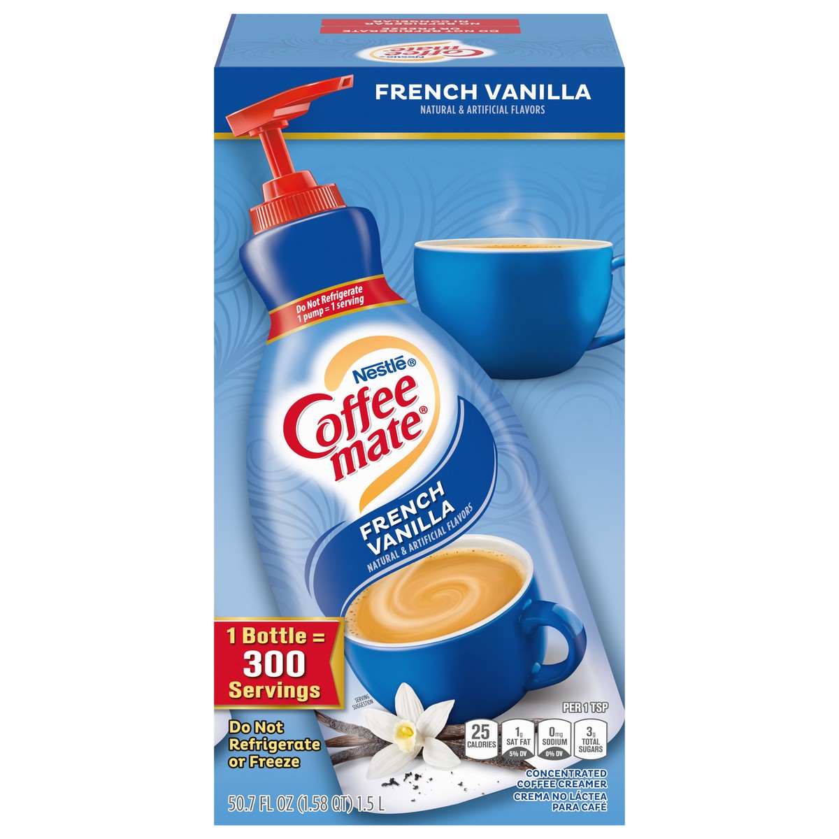 slide 1 of 9, Coffee-Mate Concentrated French Vanilla Coffee Creamer 1 50.7 fl oz, 50.7 fl oz