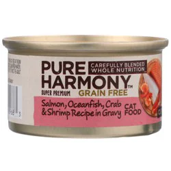 Pure Harmony Super Premium Grain Free Salmon Recipe Shreds in Broth Cat Food 3 oz
