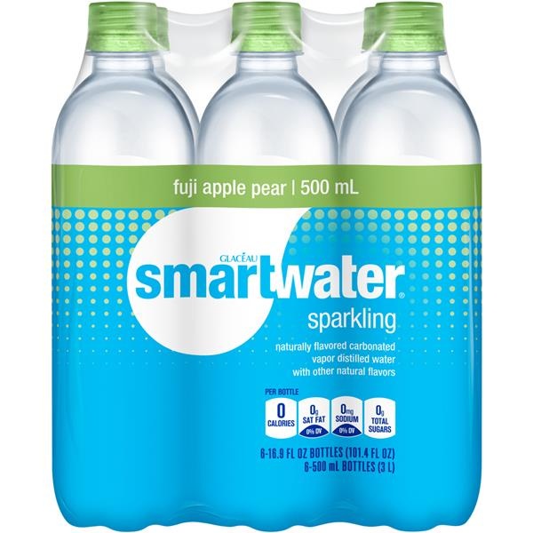 slide 1 of 1, Glaceau Smartwater Fuji Apple Pear Sparkling Water 6Pk, 16.9 fl oz