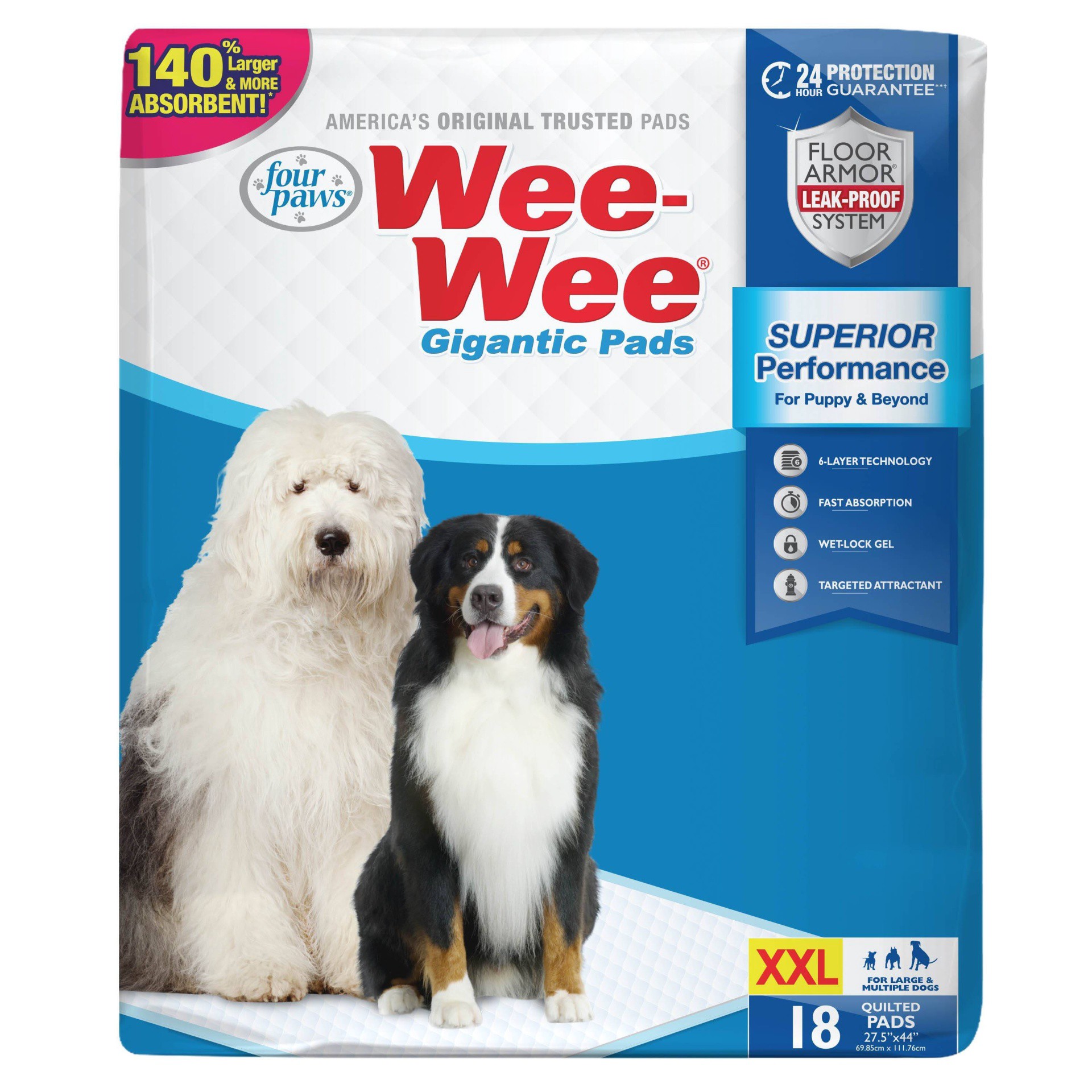 slide 1 of 4, Four Paws Wee-Wee Gigantic Dog Training Pads Gigantic, 18 ct