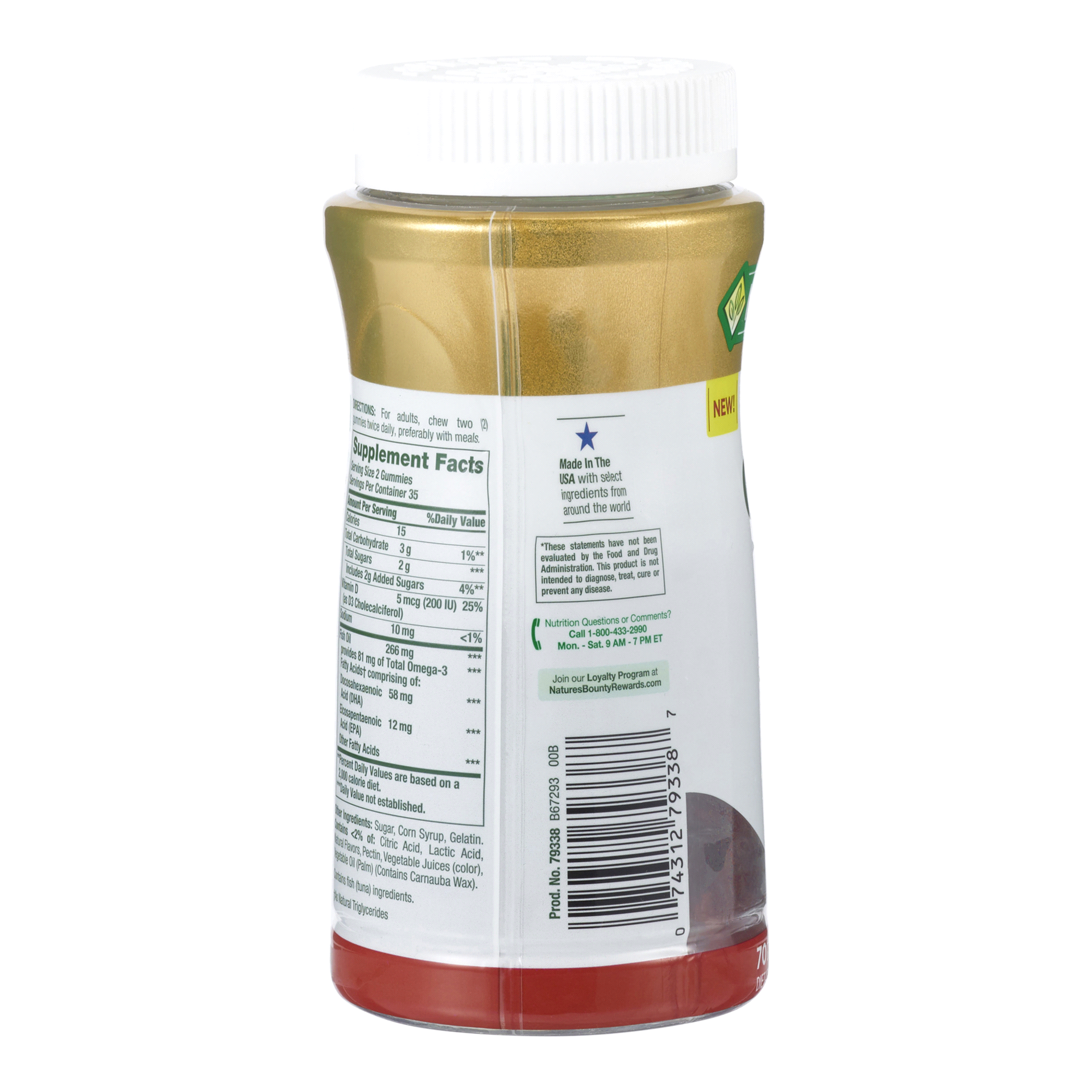 slide 5 of 9, Nature's Bounty Omega-3, Gummies, Grape, Strawberry & Raspberry Flavored, 70 ct