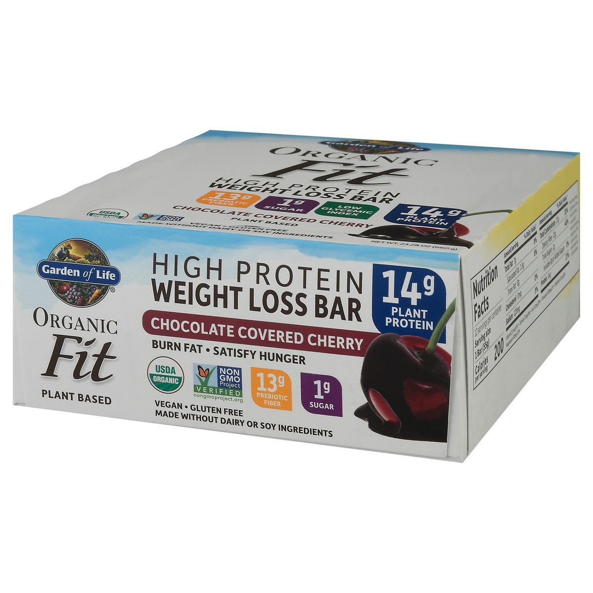 slide 3 of 13, Garden of Life Organic Fit High Protein 12 Pack Chocolate Covered Cherry Weight Loss Bar 12 ea, 12 ct
