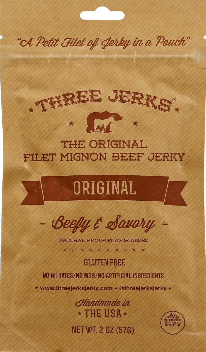 slide 1 of 4, Three Jerks Beef Jerky 2 oz, 2 oz