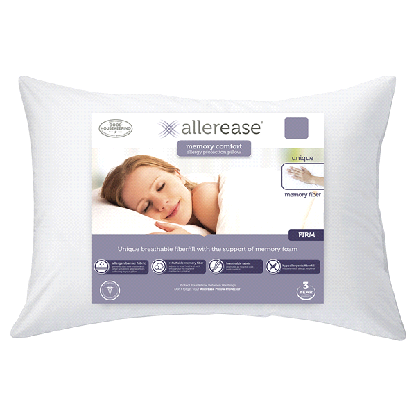 slide 1 of 3, AllerEase Custom Comfort Memory Fiber Pillow, Standard/Queen, 1 ct