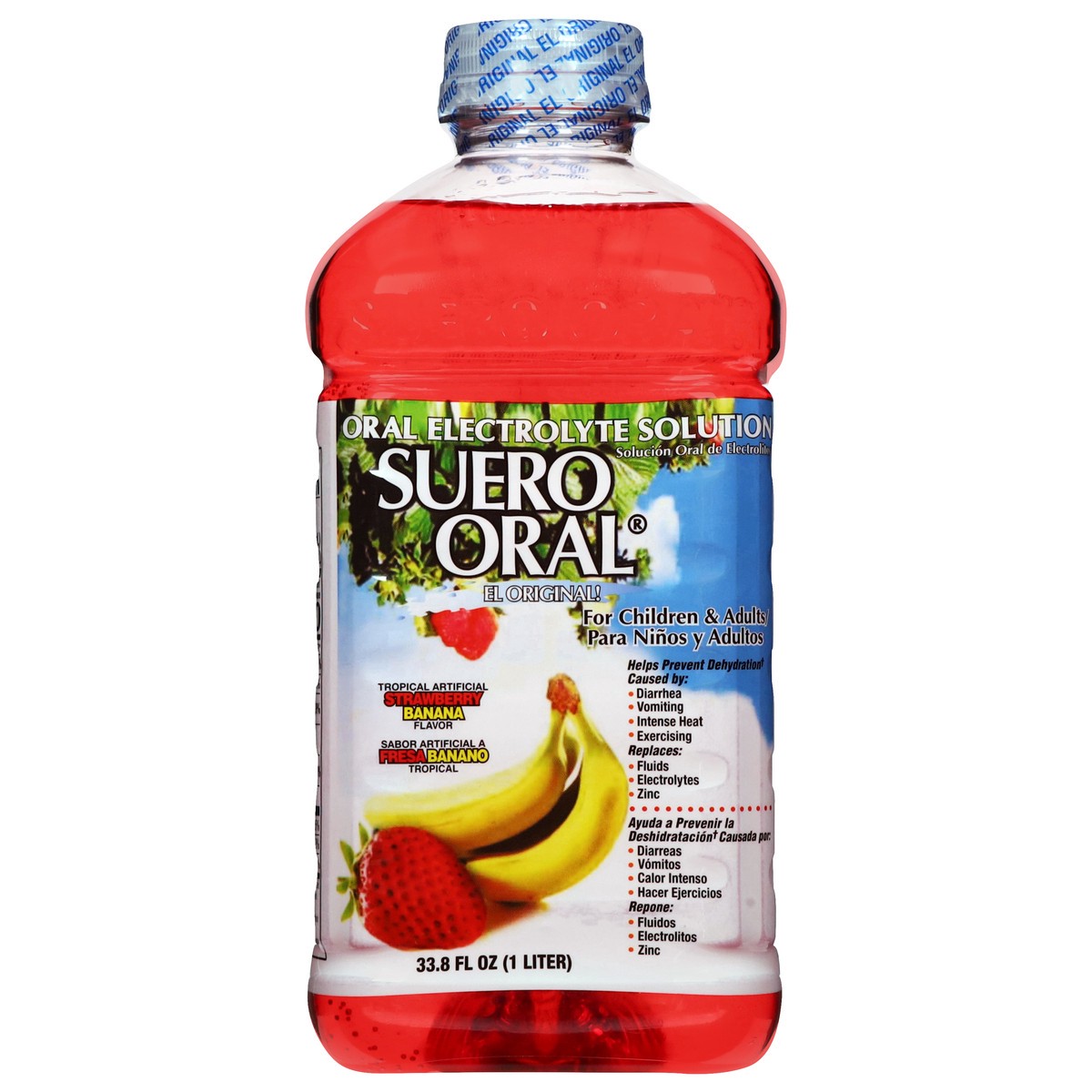 slide 1 of 13, Suero Oral Strawberry Banana Flavor Oral Electrolyte Solution 33.8 fl oz, 33.8 fl oz