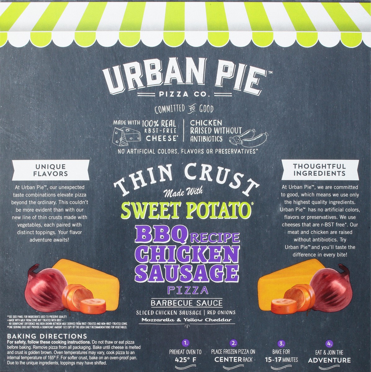 slide 2 of 14, Urban Pie Pizza Co. Thin Crust BBQ Chicken Sausage Recipe Pizza 17.4 oz, 17.4 oz