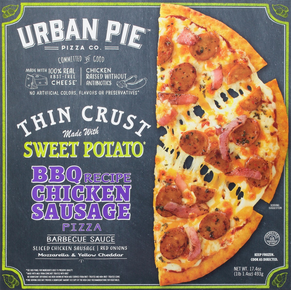 slide 14 of 14, Urban Pie Pizza Co. Thin Crust BBQ Chicken Sausage Recipe Pizza 17.4 oz, 17.4 oz