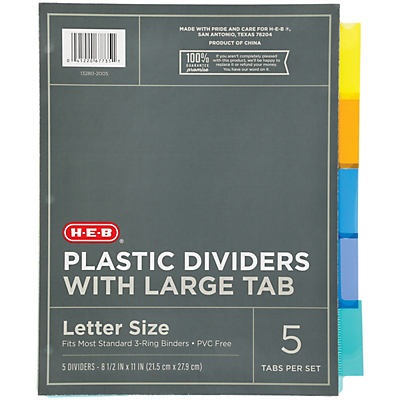 slide 1 of 1, H-E-B 5 Tab Plastic Dividers without Pockets, 1 ct