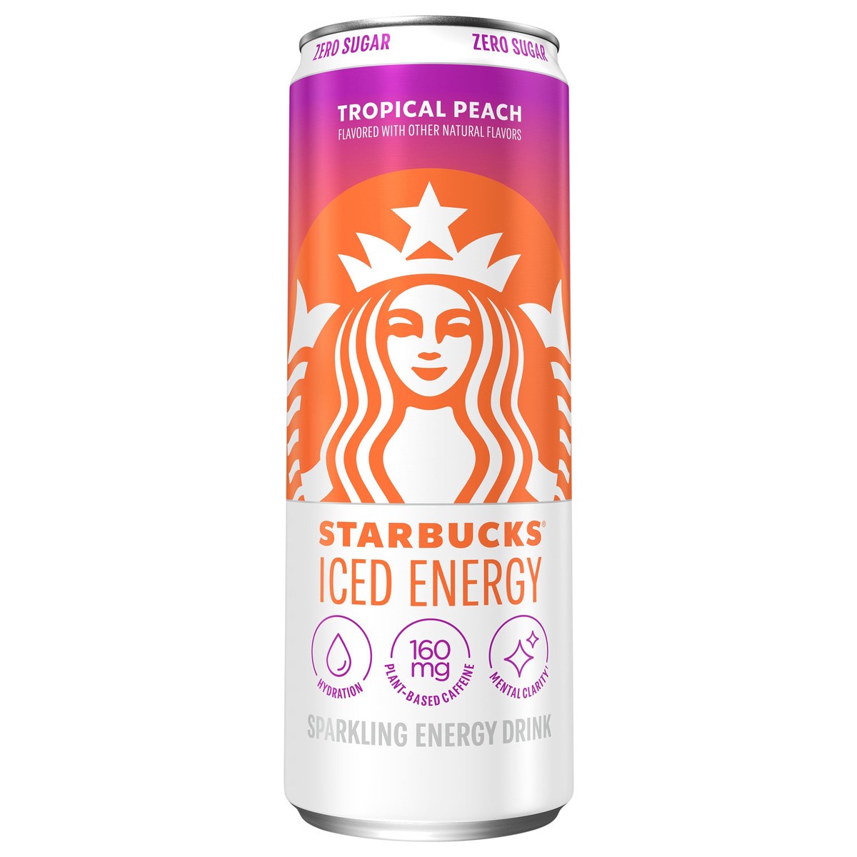 slide 6 of 8, Starbucks Iced Energy Zero Sugar Sparkling Energy Drink Tropical Peach 12 Fl Oz, 12 fl oz