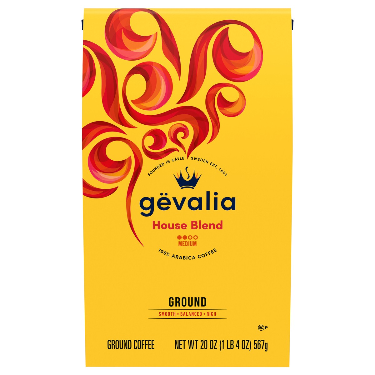 slide 1 of 12, Gevalia House Blend Medium Roast 100% Arabica Ground Coffee, for a Keto and Low Carb Lifestyle, 20 oz Bag, 20 oz