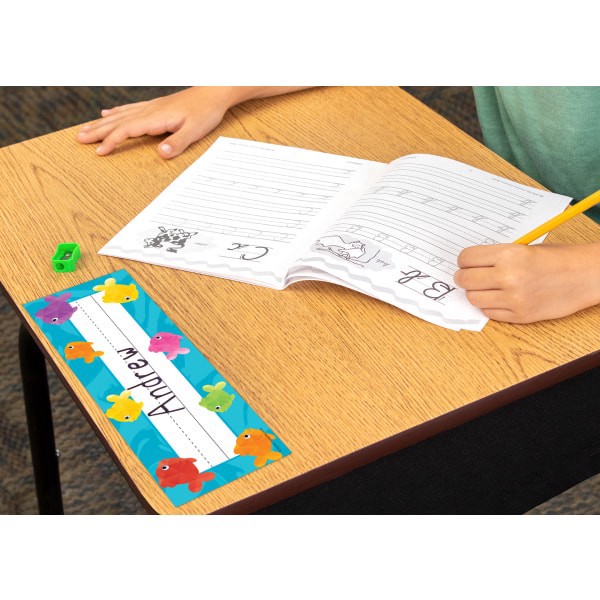 slide 2 of 3, Teacher Created Resources Flat Name Plates, 3-1/2"" X 11-1/2"", Colorful Fish, Pack Of 36 Name Plates, 36 ct
