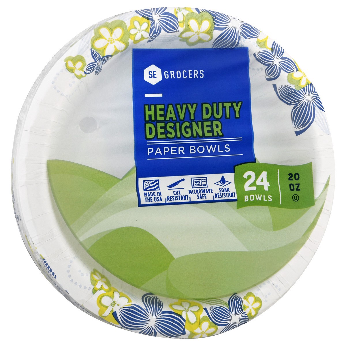 slide 7 of 8, SE Grocers Paper Bowls 20oz Heavy Duty Designer - 24 CT, 24 ct; 20 oz