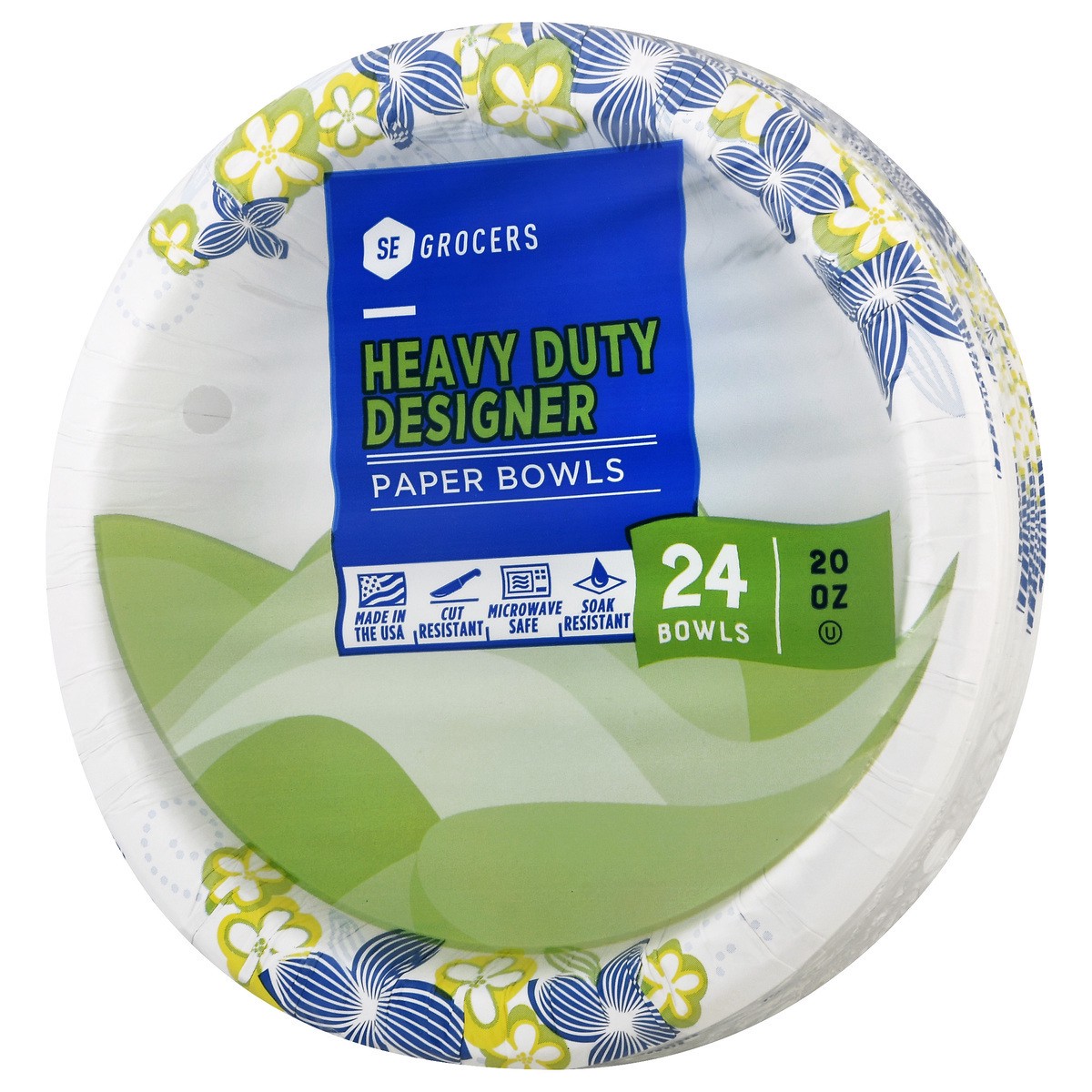 slide 8 of 8, SE Grocers Paper Bowls 20oz Heavy Duty Designer - 24 CT, 24 ct; 20 oz