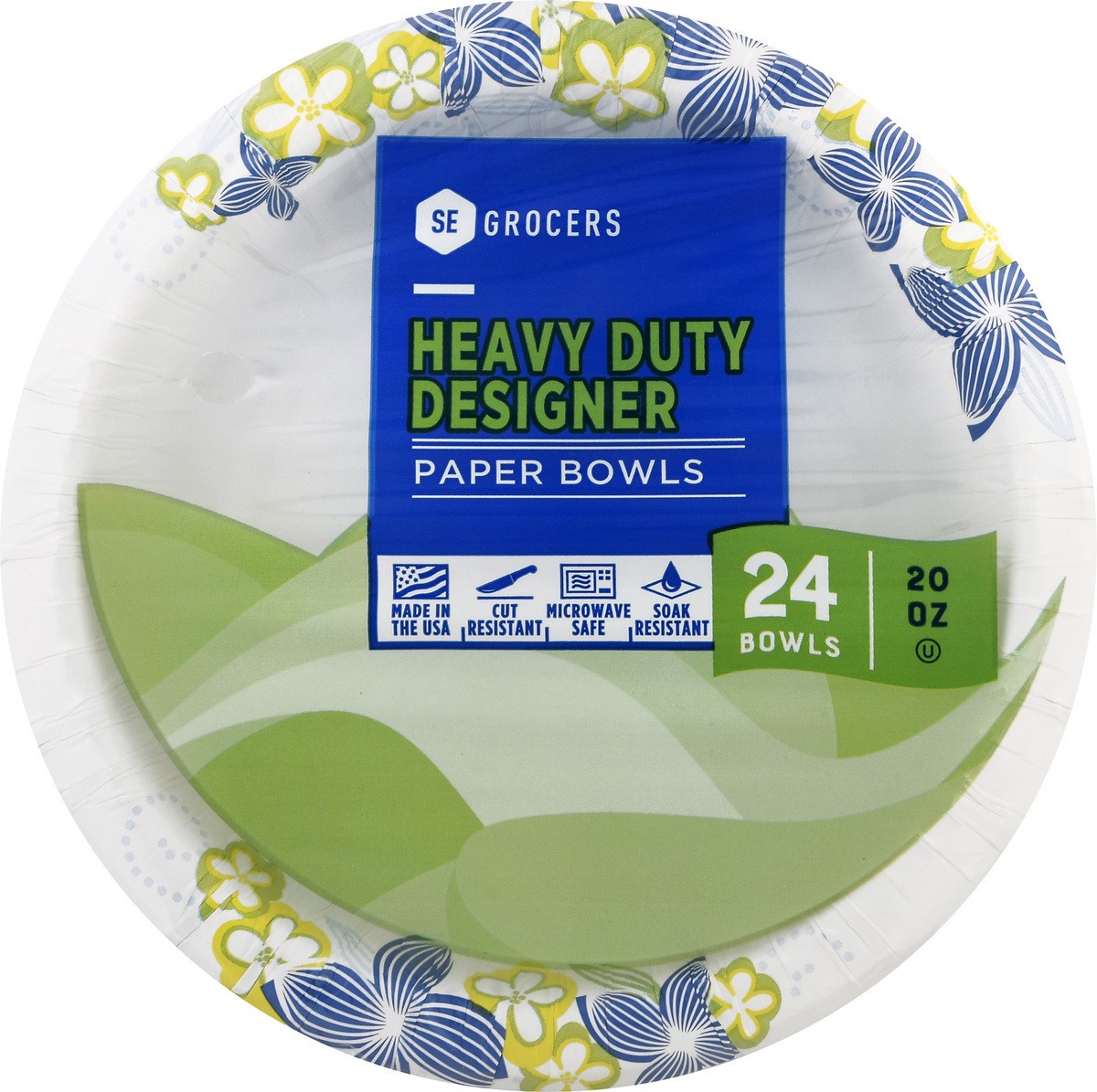 slide 4 of 8, SE Grocers Paper Bowls 20oz Heavy Duty Designer - 24 CT, 24 ct; 20 oz