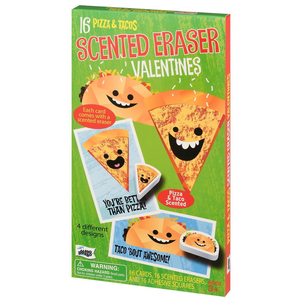 slide 3 of 9, Mello Smello Scented Pizza Taco Erasers Valentines Day Exchange Card Kit, 16 ct