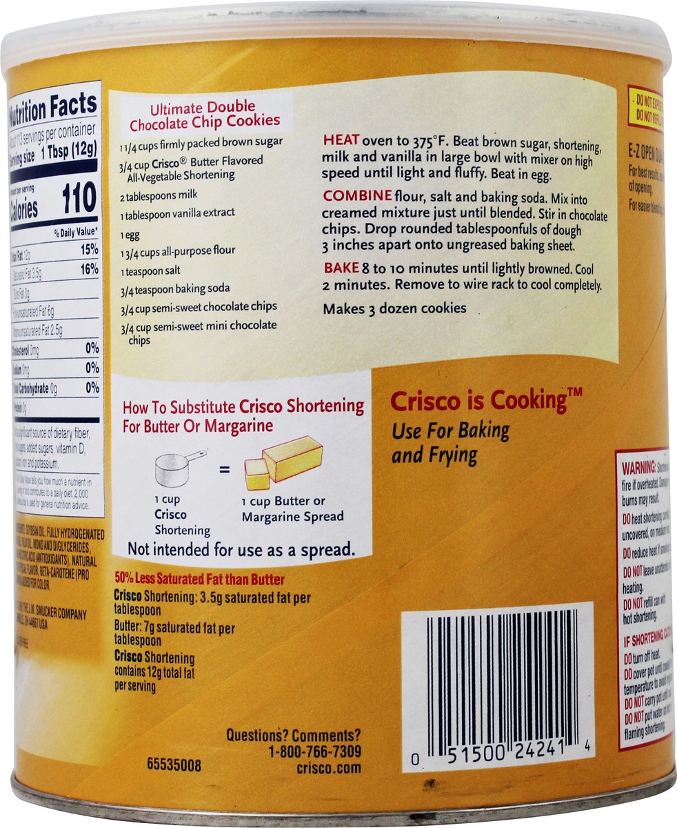 slide 4 of 9, Crisco Butter Flavor All-Vegetable Shortening 48 oz. Canister, 48 oz