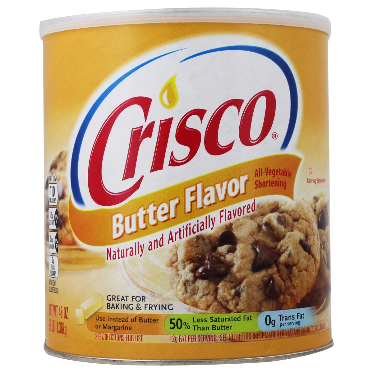 slide 5 of 9, Crisco Butter Flavor All-Vegetable Shortening 48 oz. Canister, 48 oz