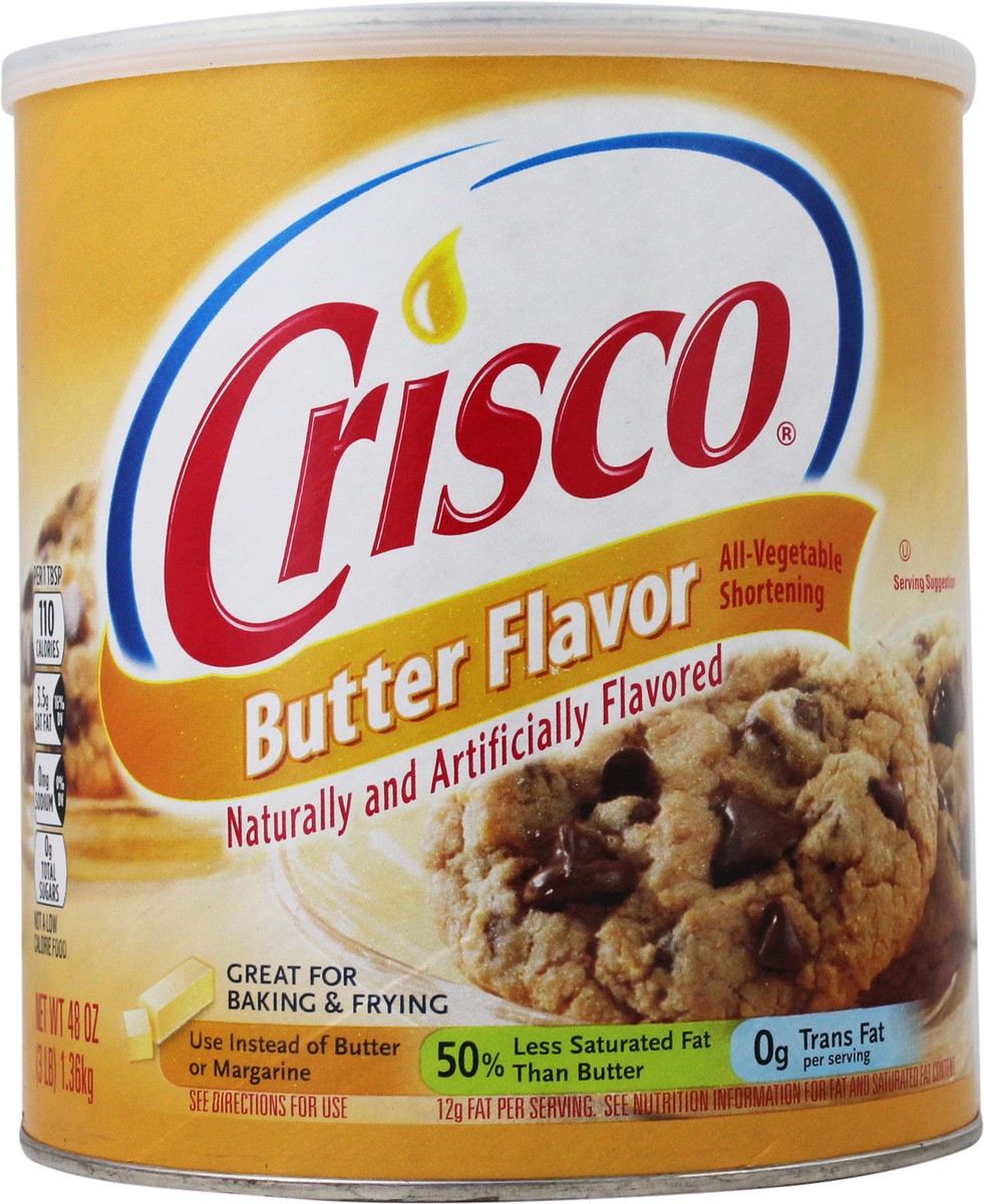 slide 1 of 9, Crisco Butter Flavor All-Vegetable Shortening 48 oz. Canister, 48 oz