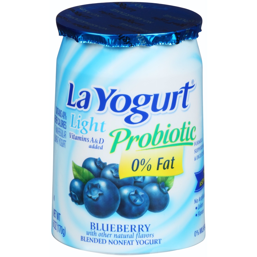 slide 1 of 6, La Yogurt Blended Nonfat Yogurt, Blueberry, Light, 6 oz