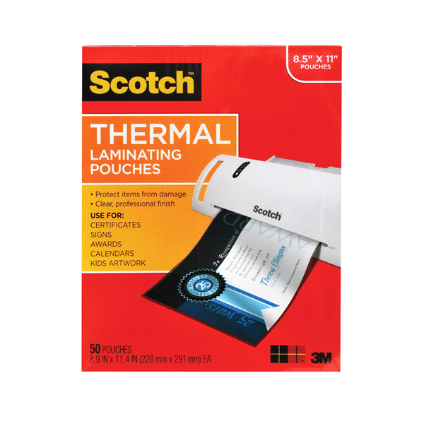 slide 1 of 3, Scotch Thermal Pouches, 50 ct; 8.5 in x 11 in