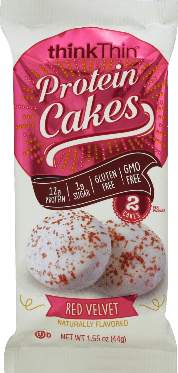 slide 5 of 5, thinkThin Red Velvet Protein Cakes, 1.48 oz