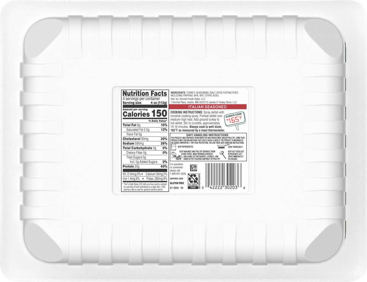 slide 9 of 10, JENNIE-O Italian Seasoned Ground Turkey - 1 lb. tray, 16 oz