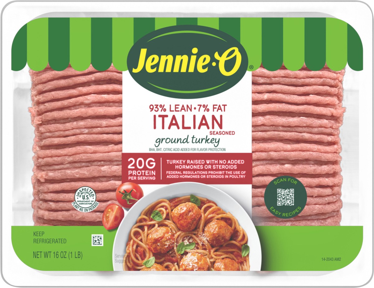 slide 6 of 10, JENNIE-O Italian Seasoned Ground Turkey - 1 lb. tray, 16 oz