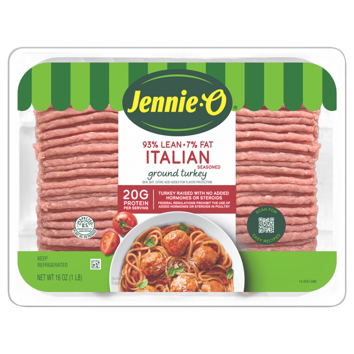 slide 1 of 10, JENNIE-O Italian Seasoned Ground Turkey - 1 lb. tray, 16 oz