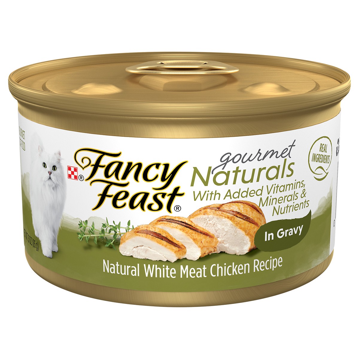 slide 1 of 12, Fancy Feast Gourmet Naturals White Meat Chicken Recipe in Gravy Adult Wet Cat Food, 3 oz