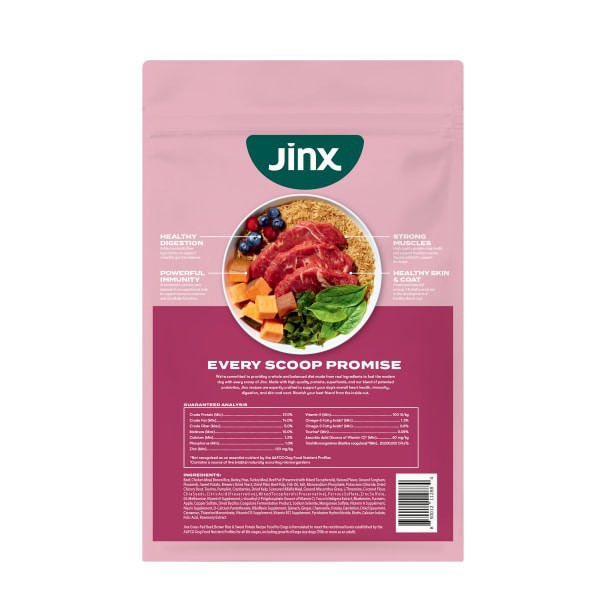 slide 29 of 29, Jinx Beef Brown Rice Sweet Potato 4lb Dry Dog Food Bag, 4 lb