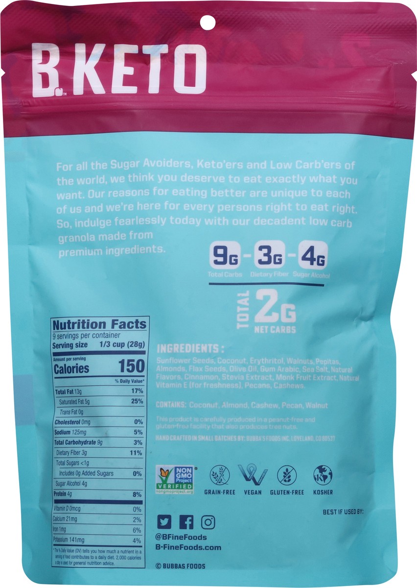 slide 7 of 14, B. Fine Foods Keto Maple Cinnamon Crunch Granola 9.5 oz, 9.5 oz