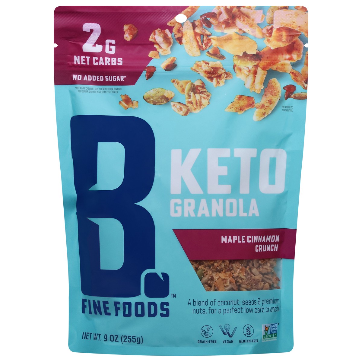 slide 8 of 14, B. Fine Foods Keto Maple Cinnamon Crunch Granola 9.5 oz, 9.5 oz
