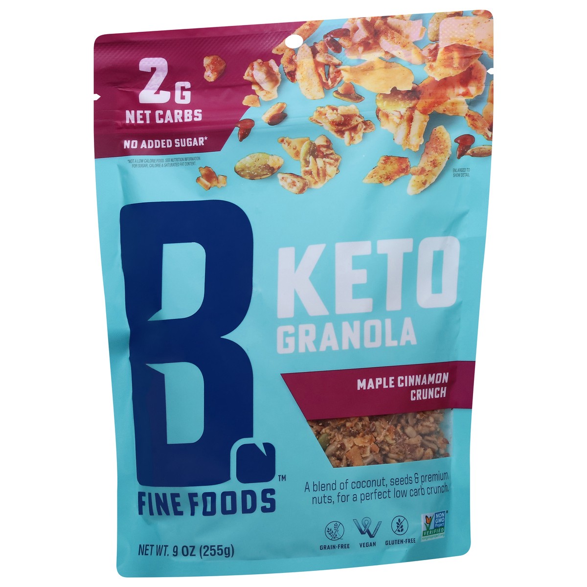 slide 5 of 14, B. Fine Foods Keto Maple Cinnamon Crunch Granola 9.5 oz, 9.5 oz