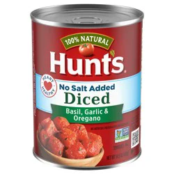 Hunt''s Diced Tomatoes with Basil, Garlic & Oregano No Salt Added, 14.5 oz.
