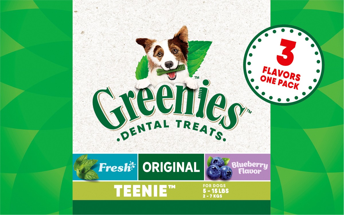 slide 9 of 9, Greenies Teenie (5 - 15 lbs) Daily Dental Dog Treats Variety Pack 3 - 12 oz Pouches, 36 oz