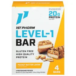 1st Phorm Gluten Free Peanut Butter Lover Level-1 Bar 4 - 2.22 oz Bars