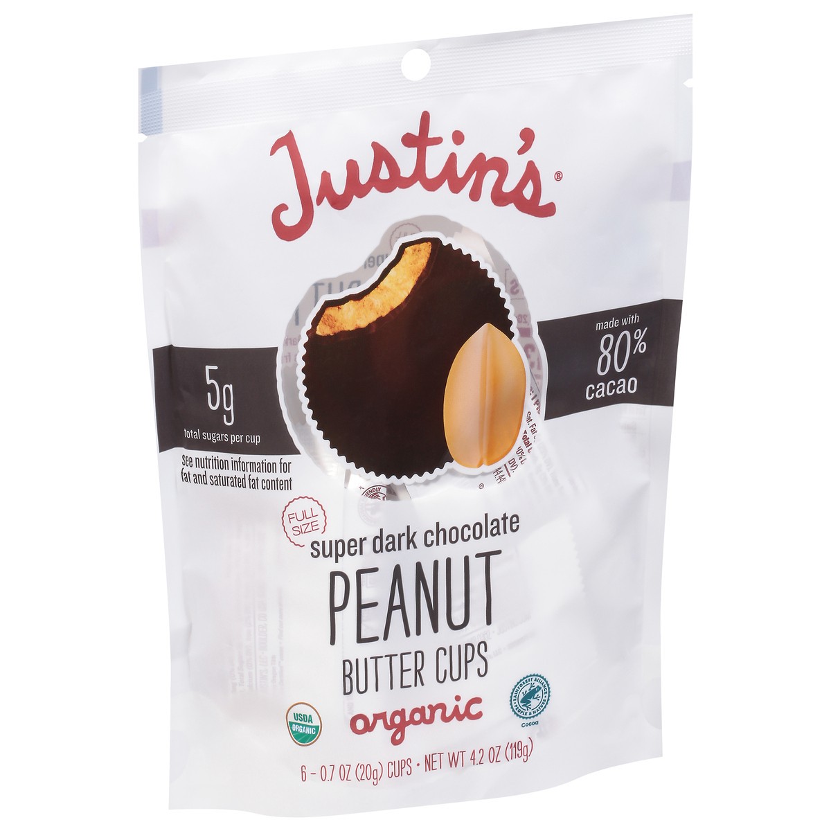 slide 8 of 9, Justin's Justin’s Super Dark Chocolate Peanut Butter Cups 4.2 oz, 6 ct