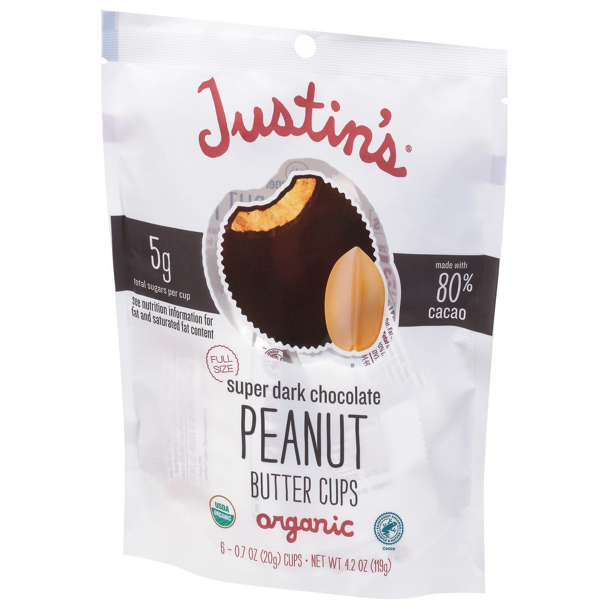 slide 9 of 9, Justin's Justin’s Super Dark Chocolate Peanut Butter Cups 4.2 oz, 6 ct
