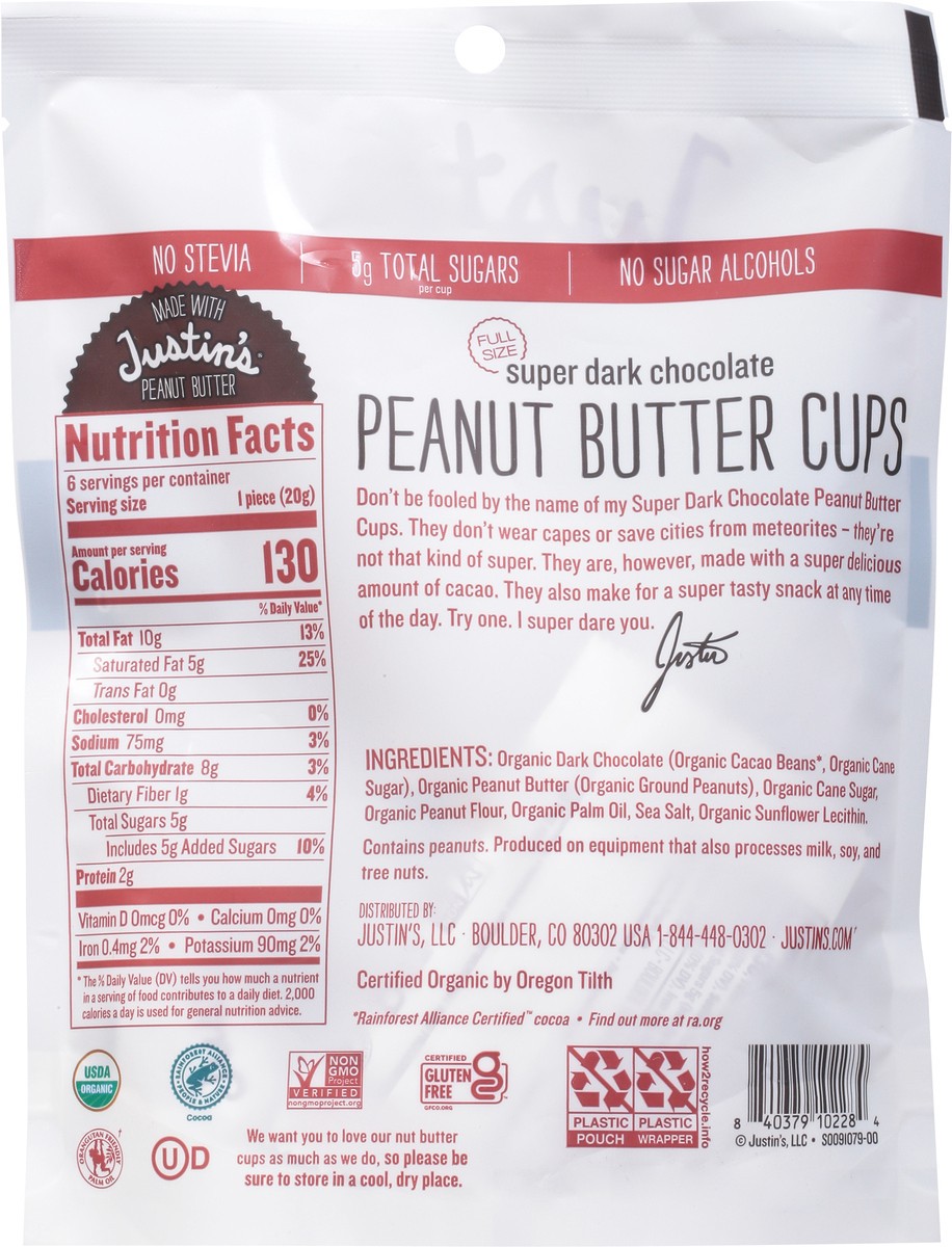 slide 6 of 9, Justin's Justin’s Super Dark Chocolate Peanut Butter Cups 4.2 oz, 6 ct