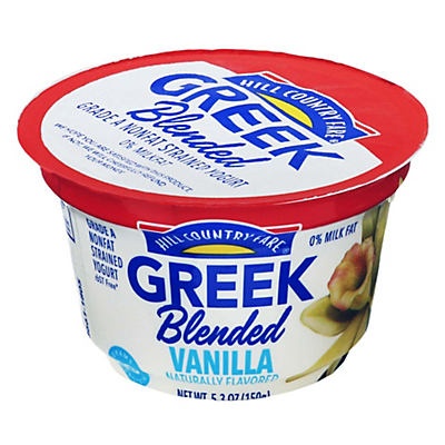 slide 1 of 1, Hill Country Fare Blended Vanilla Greek Yogurt, 5.3 oz