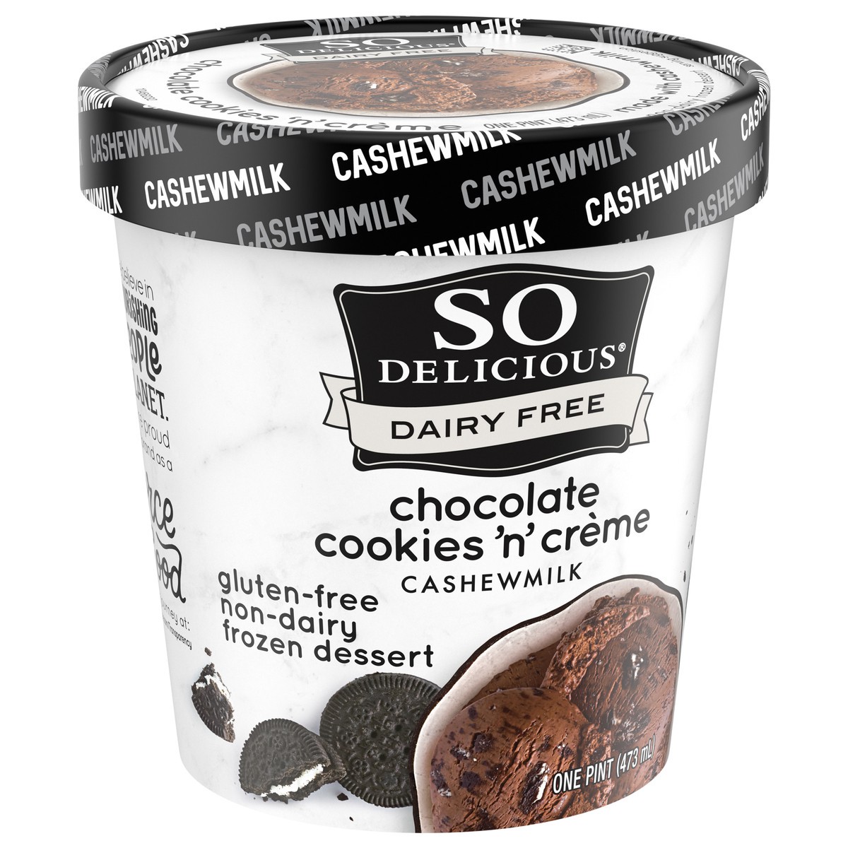 slide 2 of 9, So Delicious Dairy Free Cashew Milk Frozen Dessert, Chocolate Cookies N' Cream, Vegan, Non-GMO Project Verified, 1 Pint, 16 oz