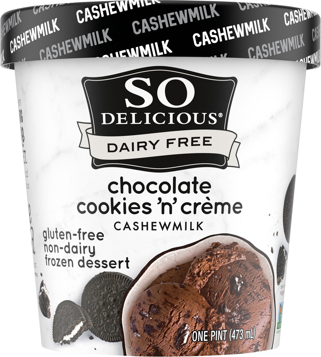 slide 3 of 9, So Delicious Dairy Free Cashew Milk Frozen Dessert, Chocolate Cookies N' Cream, Vegan, Non-GMO Project Verified, 1 Pint, 16 oz