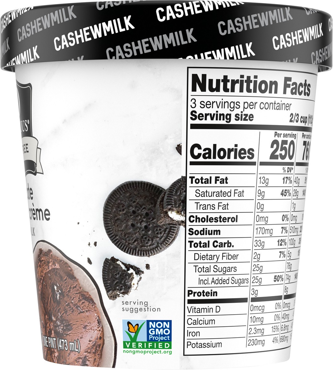 slide 9 of 9, So Delicious Dairy Free Cashew Milk Frozen Dessert, Chocolate Cookies N' Cream, Vegan, Non-GMO Project Verified, 1 Pint, 16 oz