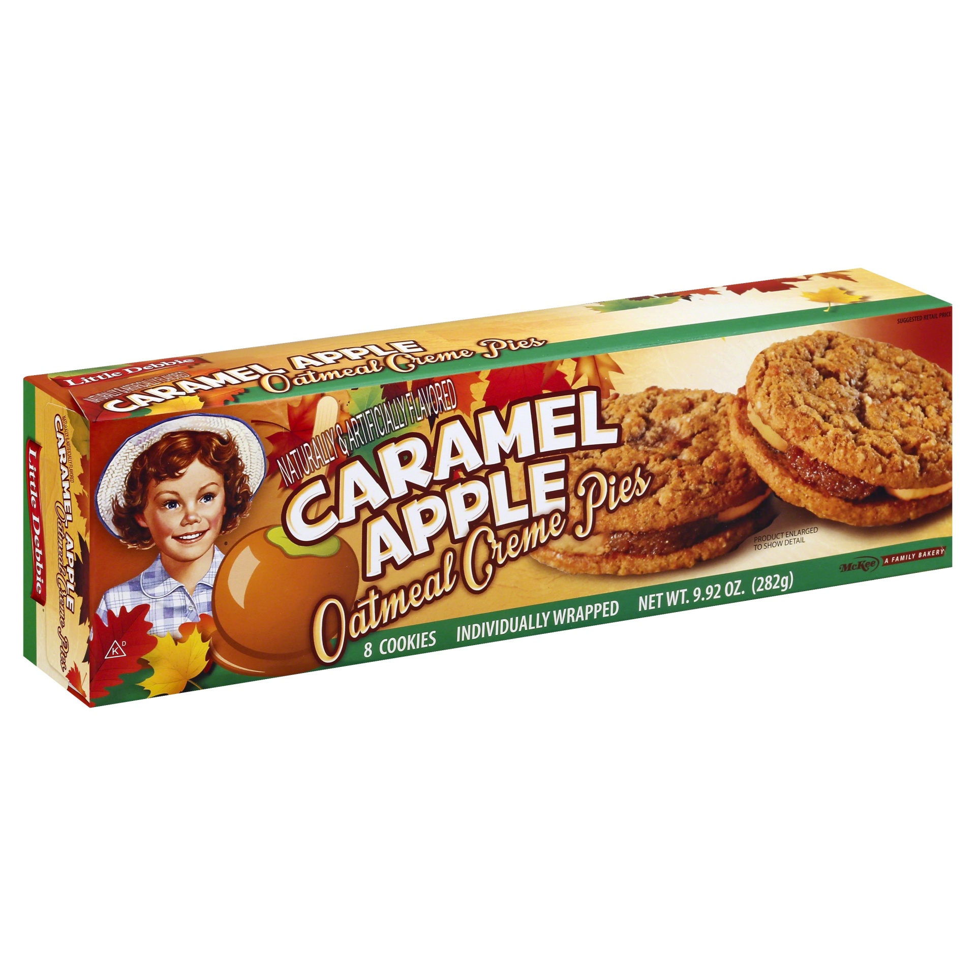 slide 1 of 4, Little Debbie Caramel Apple Oatmeal Cream Pie, 8 ct