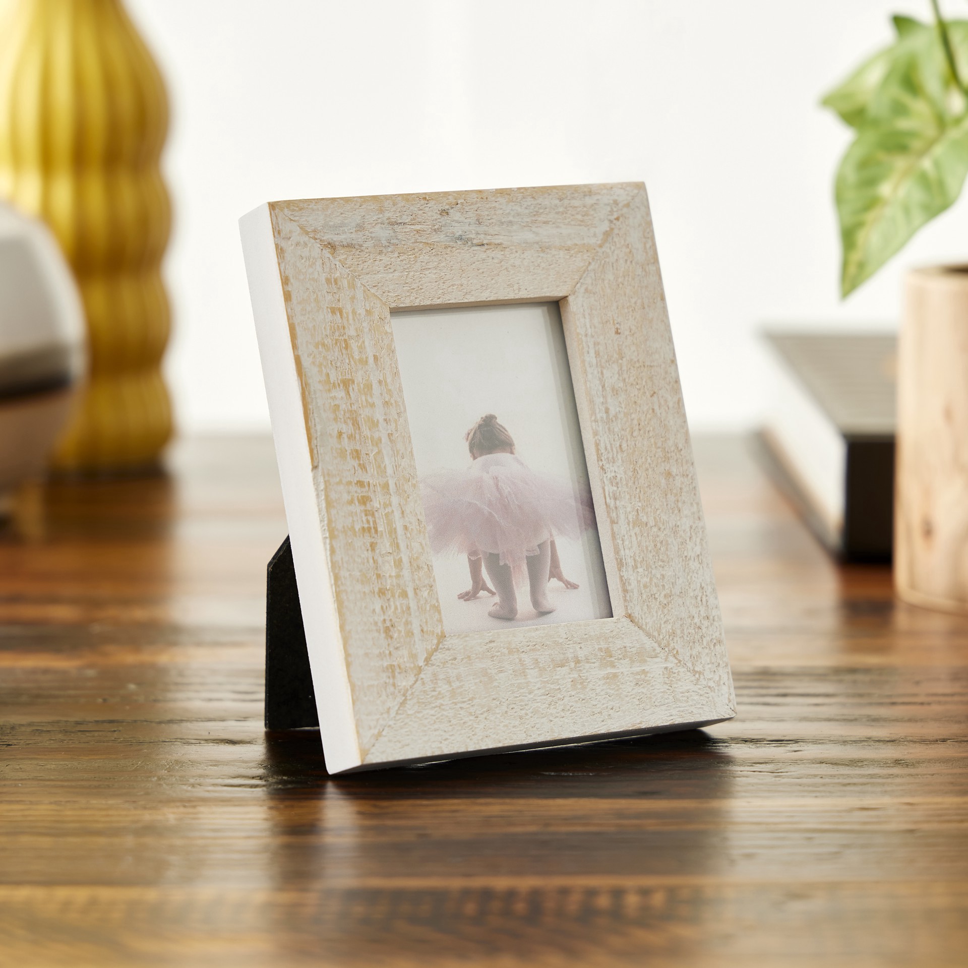 slide 3 of 3, White Distressed Mini Frame By Studio Decor, 2 in x 3 in
