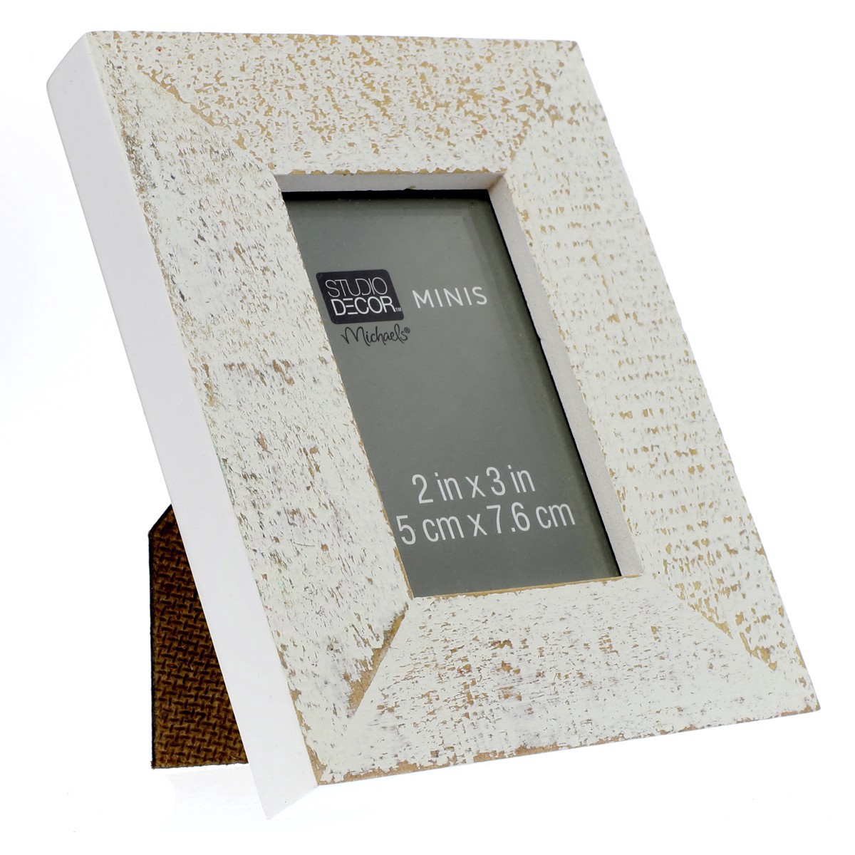 slide 2 of 3, White Distressed Mini Frame By Studio Decor, 2 in x 3 in