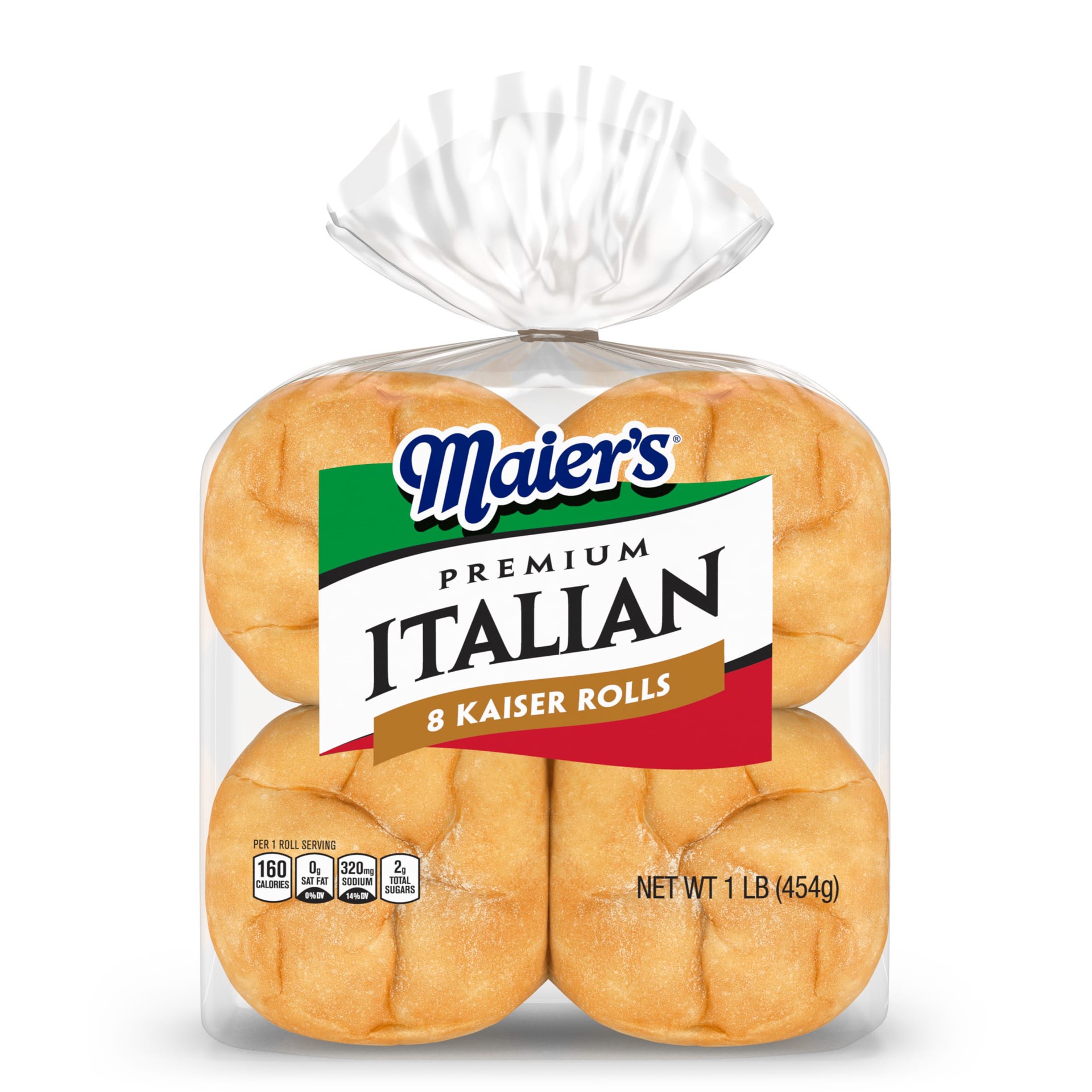 slide 5 of 7, Maier's Premium Italian Kaiser Rolls, 8 count, White Hamburger Buns, 16 oz Bag, 8 ct
