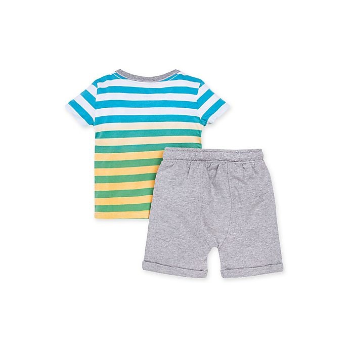 slide 2 of 2, Burt's Bees Baby Dip Dye V-Neck and French Terry Short Set - Green/Yellow, 1 ct; 0-3 M