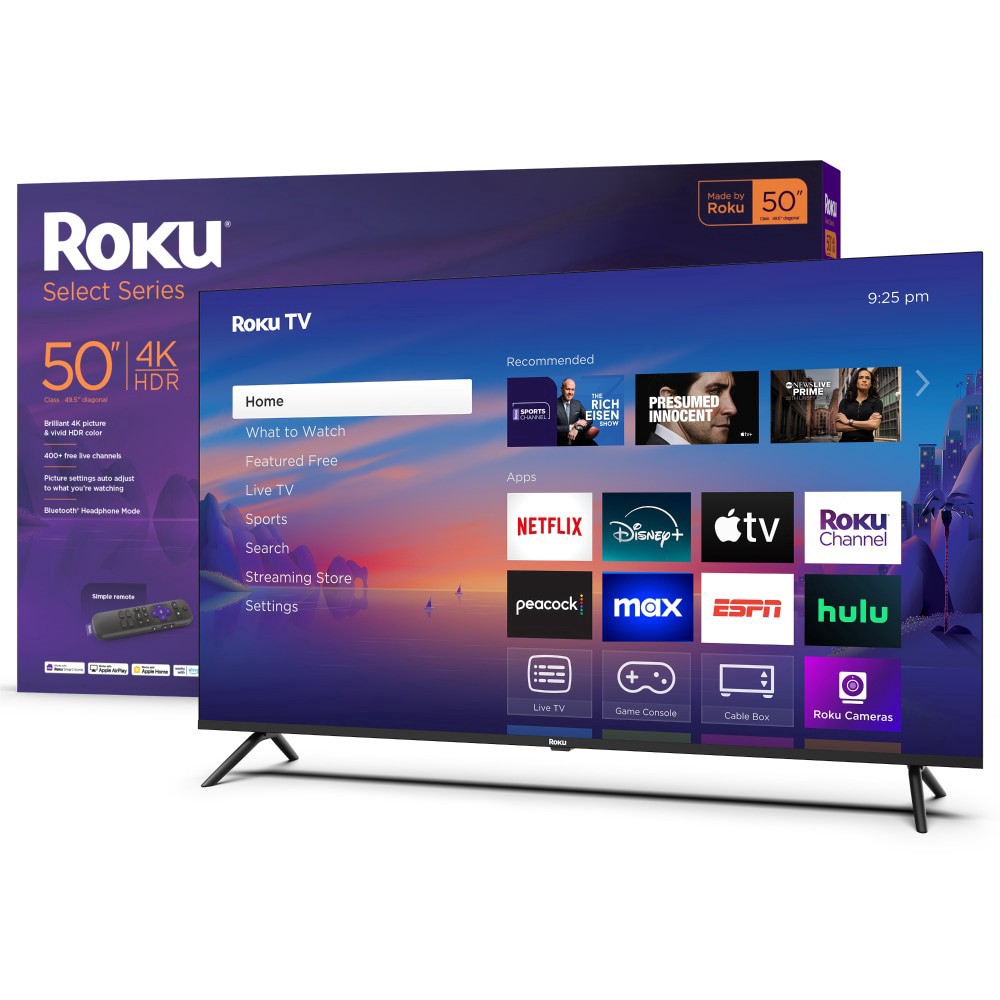 slide 1 of 1, Roku® 50" Select Series 4K HDR Smart Roku® TV with Roku® TV Remote, 50 in, 50 in