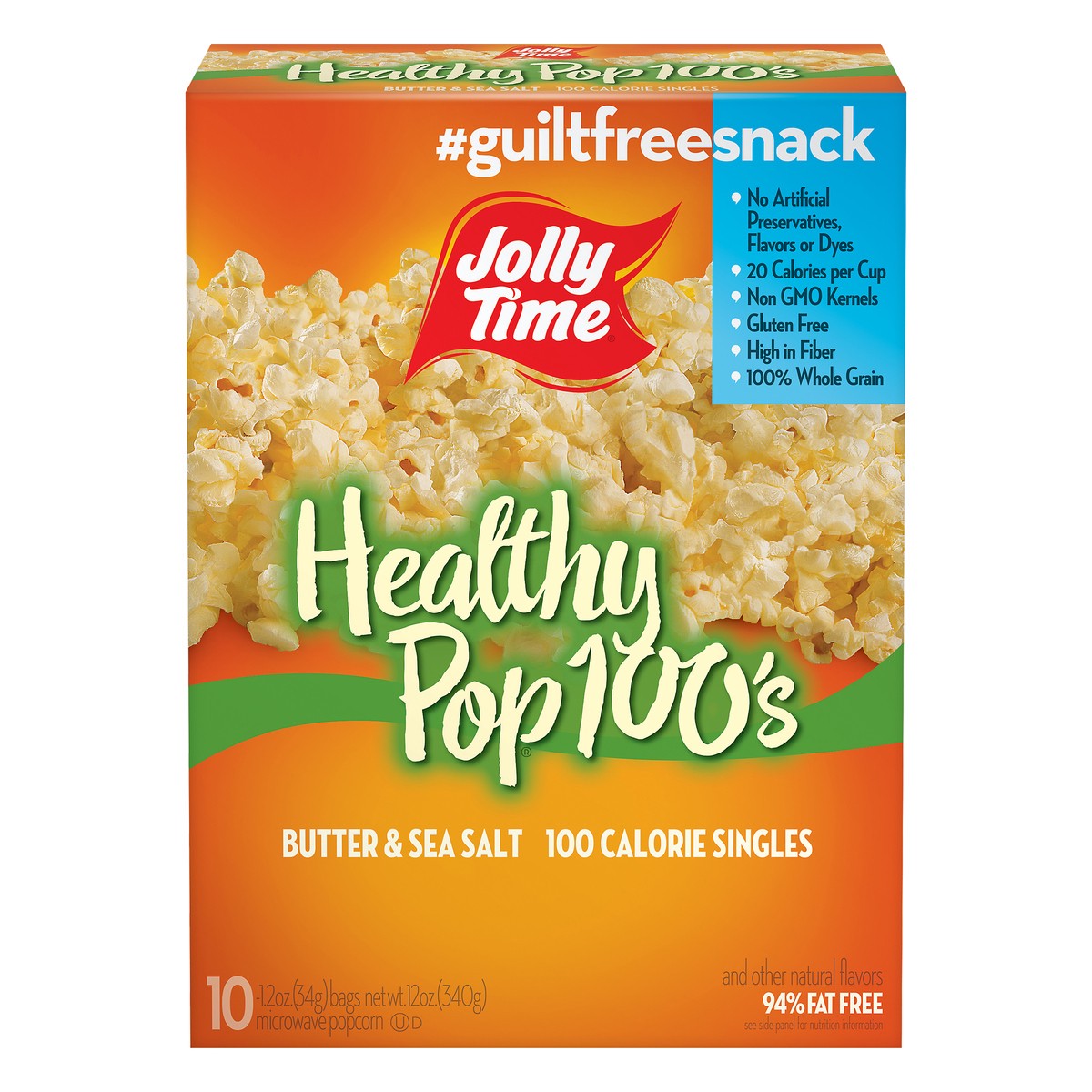 slide 10 of 11, Jolly Time Healthy Pop 100's Butter & Salt Microwave Popcorn 10 ea, 12 oz